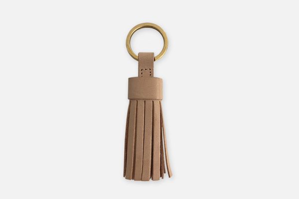 Porte-clés pompon en cuir végétal ; Vegan tassel leather keyrings