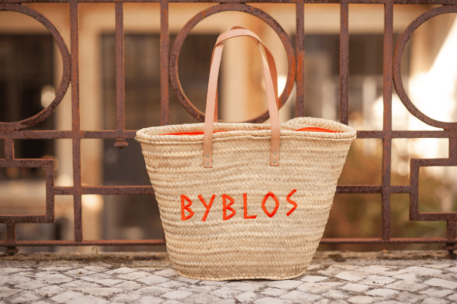 Panier personnalisé anses cuir ; Personalized leather handle beach baskets