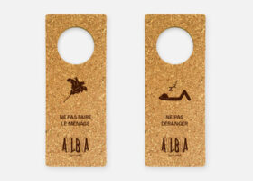Personalised hotel cork door hanger