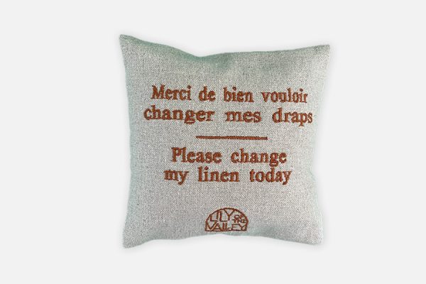 Embroidered pillow, coussin brodé