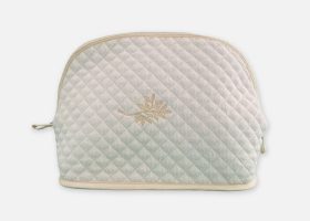 Embroidered round cosmetic bags