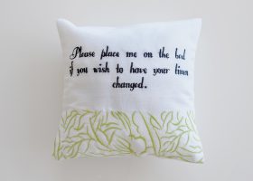 Embroidered pillow, lavender pillow