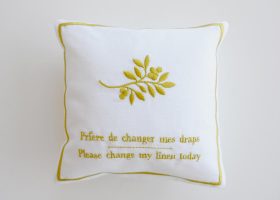 Embroidered pillow, lavender pillow