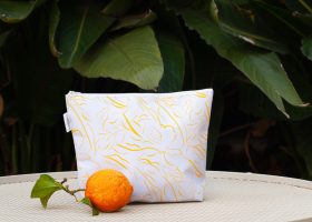 Printed waterproof pouch with repeat pattern