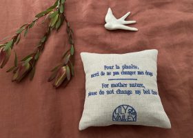 Embroidered pillow, lavender pillow