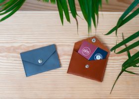 Custom leather envelope card holder