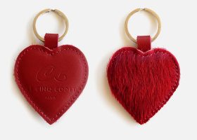 Custom heart cowhide keyrings