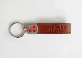 Custom metal and leather keychains