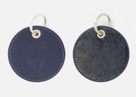 Porte-clés ronds en peau de vache; Custom round cowhide keyrings