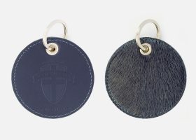 Custom round cowhide keyrings