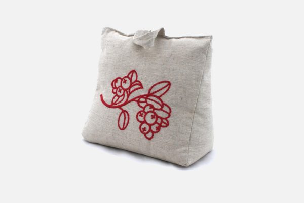 Embroidered pyramidal fabric door stop ; Cale-porte pyramidal en tissu brodé