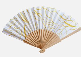 Custom printed wooden and fabric handfans