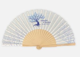 Custom printed wooden and fabric handfans
