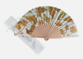 Custom printed wooden and fabric handfans