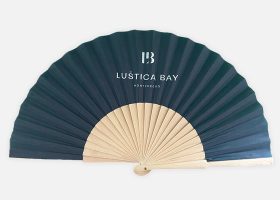 Custom printed wooden and fabric handfans
