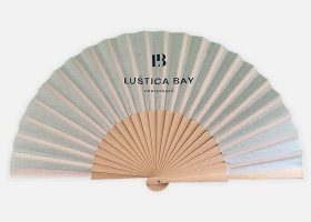 Custom printed wooden and fabric handfans