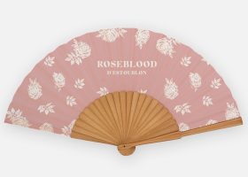 Custom printed wooden and fabric handfans
