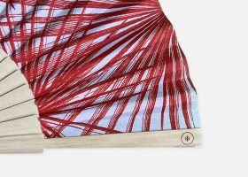 Custom printed wooden and fabric handfans