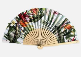 Custom printed wooden and fabric handfans