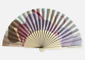 Custom printed wooden and fabric handfans