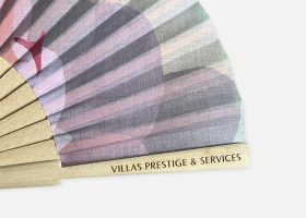 Custom printed wooden and fabric handfans