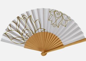 Custom printed wooden and fabric handfans