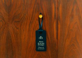 Genuine leather hotel room signs