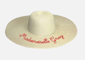Embroidered wide brim floppy hat