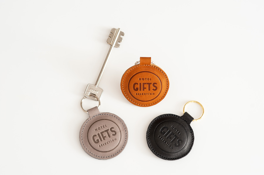Porte-clés rond personnalisés en cuir - Hotel Gift Selection