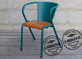 5008 Portuguese chair in steel and slatted wood