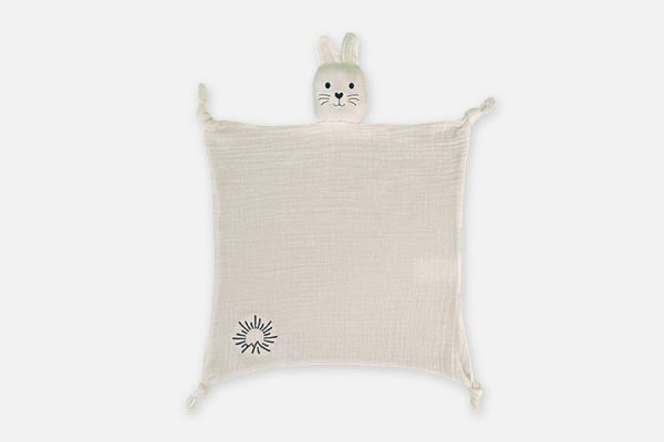 Organic cotton bunny comforter;Doudou lapin en coton bio personnalisé