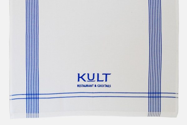 Personalized bistro kitchen towel,;Torchon bistrot en coton personnalisé