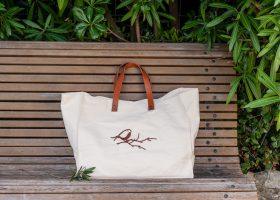 Cabas coton XXL avec anses cuir
