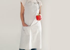 Custom kitchen linen apron;Tablier en lin personnalisé