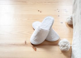 Embroidered hotel terry slippers
