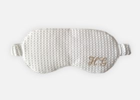 Embroidered waffle sleep mask