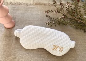 Embroidered waffle sleep mask