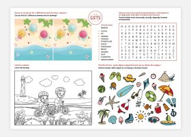 Personalized kids activity paper placemat;Set de table à colorier personnalisé