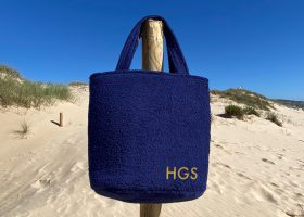 Personalized terry cloth bag; Sac de plage éponge personnalisé