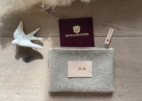 Wool felt and leather pouch
