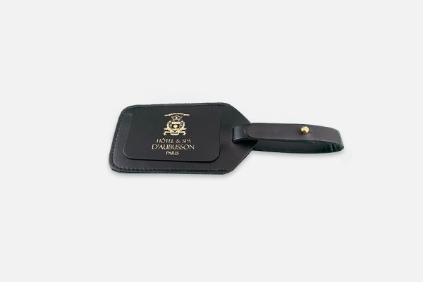 Étiquette de bagage de luxe personnalisée en cuir ; Custom luxury leather luggage tag