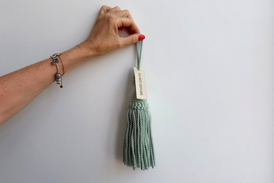 Big tassel door hanger with leather label