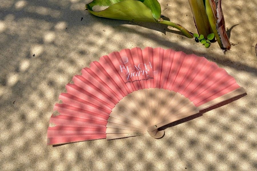 Custom printed wooden and fabric handfans