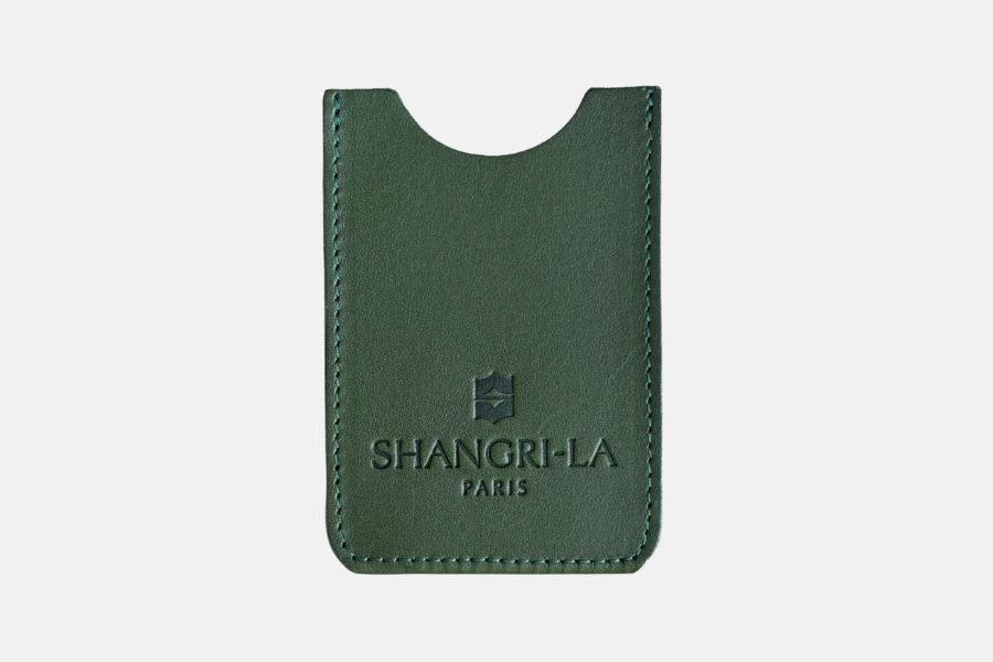 Custom vertical leather keycard sleeve