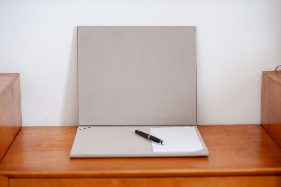 Personalized faux leather desk pad