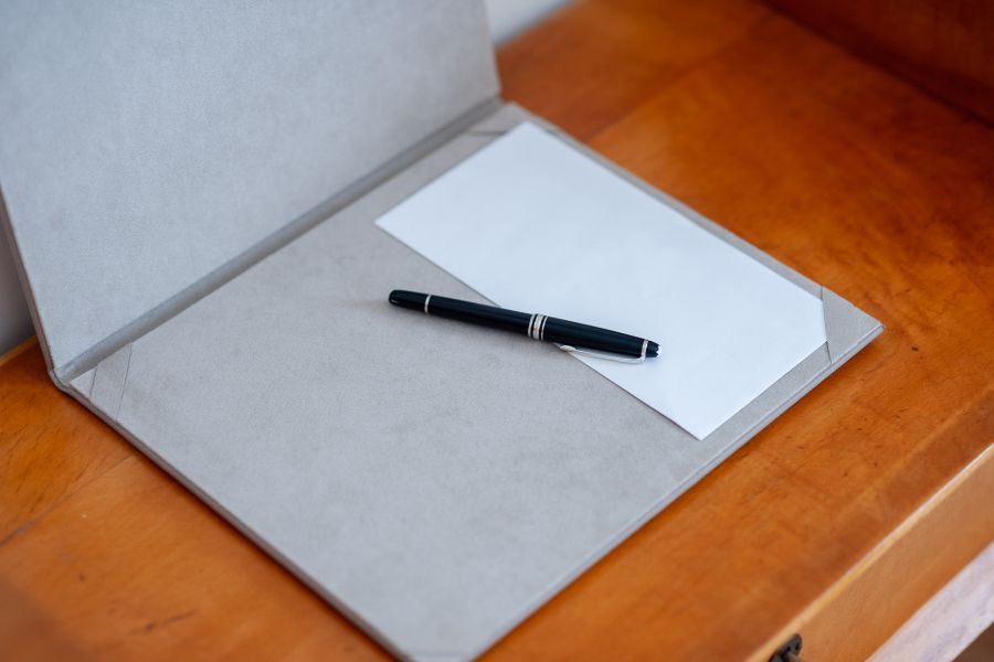 Personalized faux leather desk pad