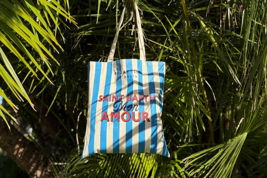 Striped cotton tote bag
