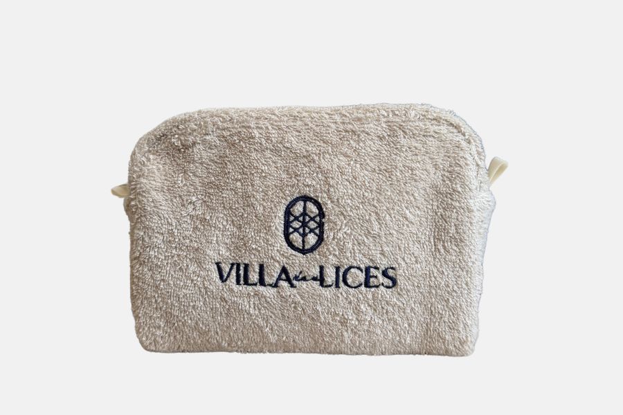 Embroidered terry cosmetic bag