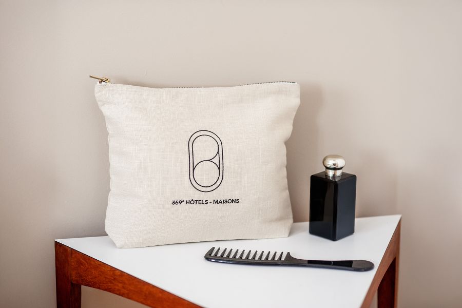 Grande trousse en lin personnalisée