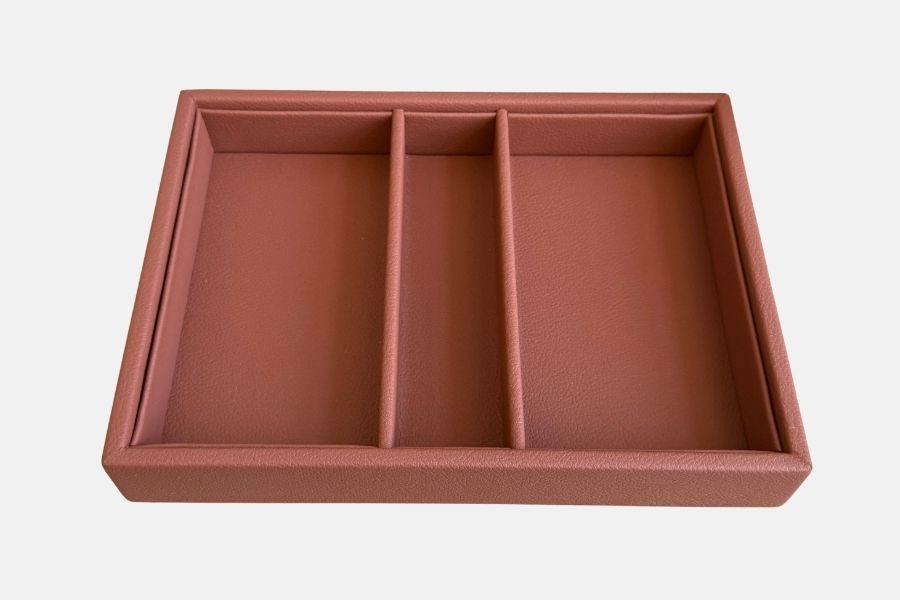 Bespoke faux leather jewellery tray